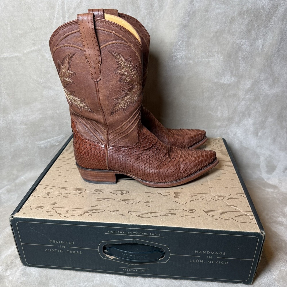 Tecovas * Limited Edition Genuine Barrett Snip Toe Python Boots Men's SZ 10.5 EE
